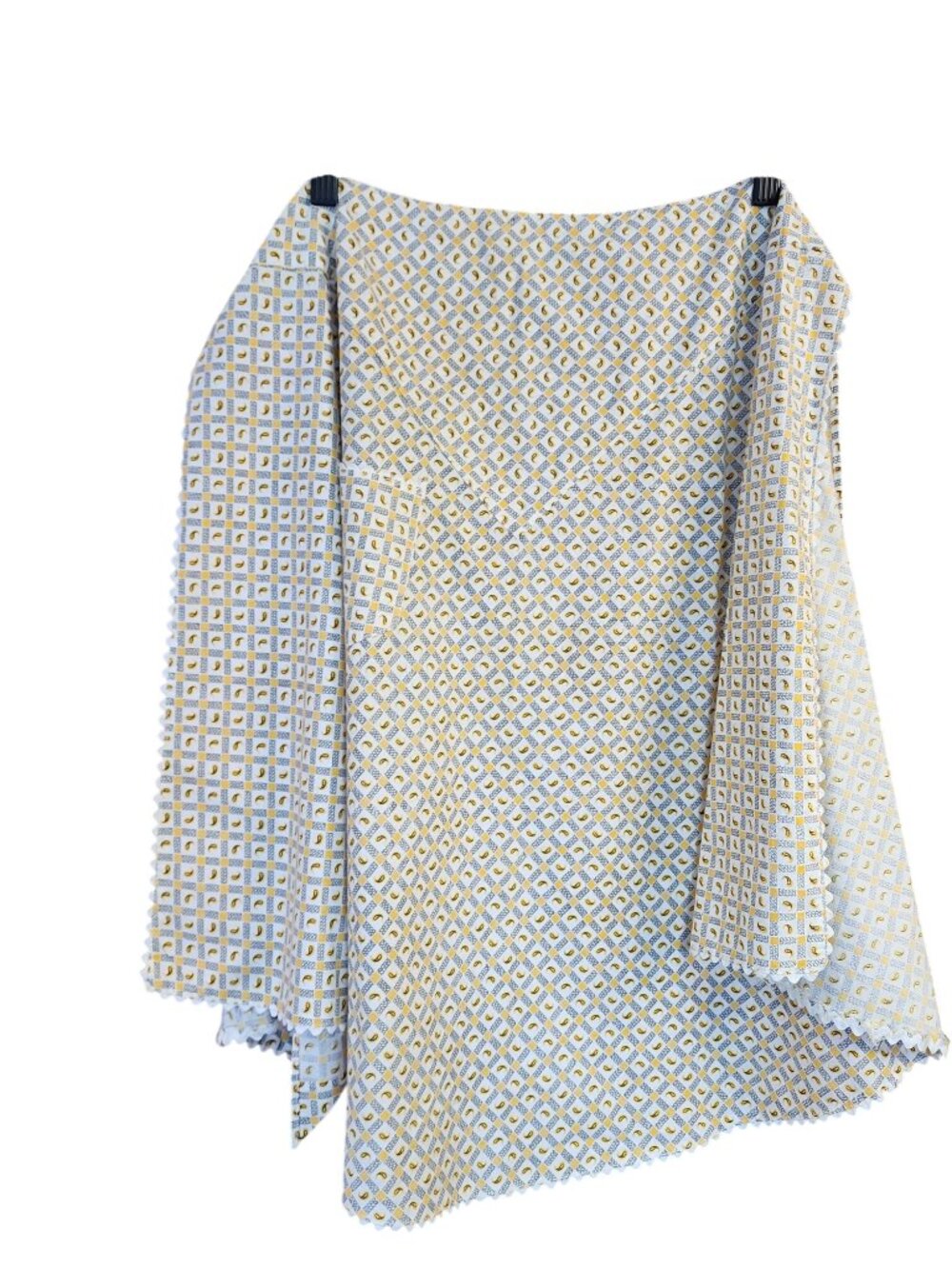 Vintage Handmade Half Apron Yellow geometric Pockets